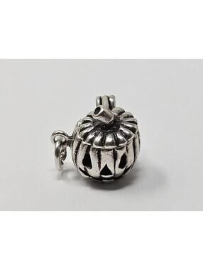 Vintage Sterling Silver Jack o Lantern Pumpkin Dangle Charm Pendant Jewelry 3.5g